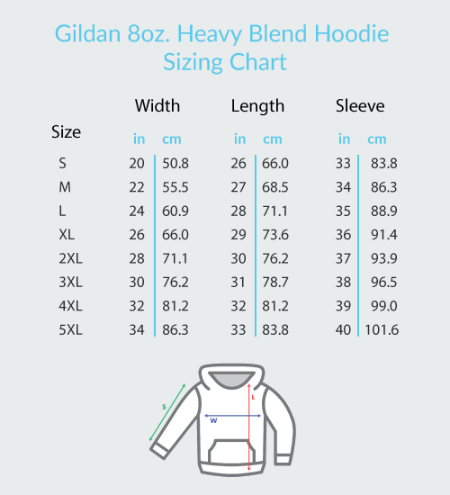 Gildan heavy blend sweatshirt size chart best sale